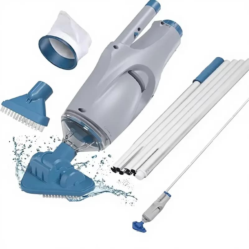 Cordless Pool Vacuum Cleaner with 6ft Pole Rechargeable Handheld Spa Hot Tub Cleaner 2 Brush Heads 60min Runtime Deep