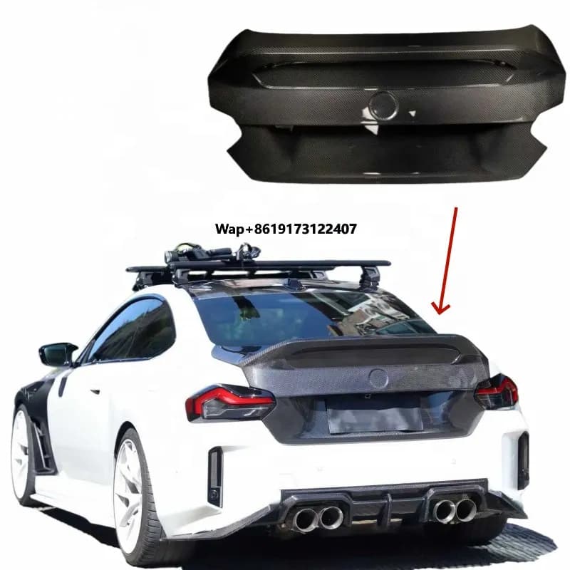 Real Carbon Fiber V Style Rear Bumper Lid For  M2 G87 Carbon Trunk Bumper Lip Spoiler Engine Cover Body Kits