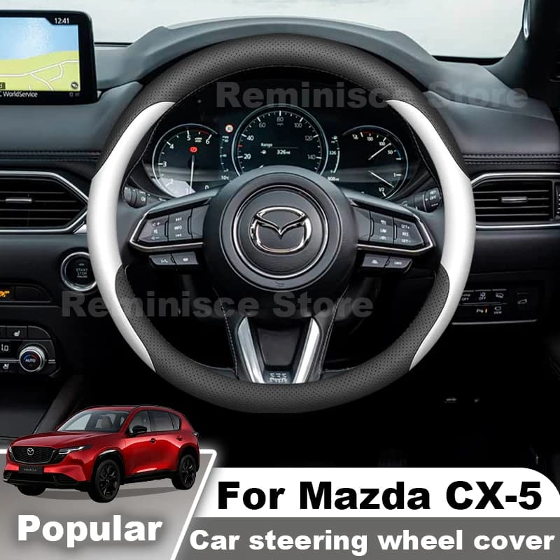 For Mazda CX-5 CX5 CX 5 2012-2027 Leather Car Steering Wheel Cover Ultra Thin Non Slip Auto Steering Wheel Mazda CX5 Accessories