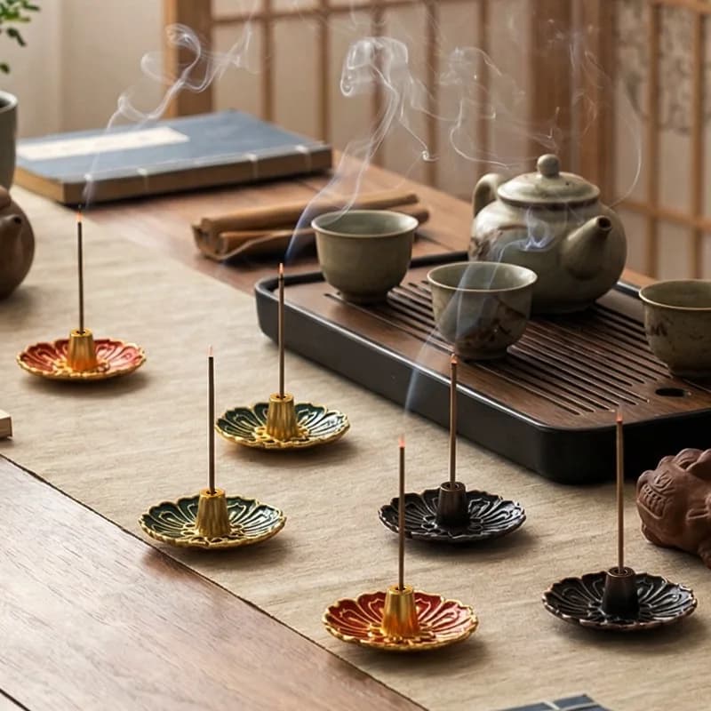 Home Fragrance Products，Mini Lotus Incense Burner Stick Holder Creative Censer Home Decor Meditation Office Ash Plate