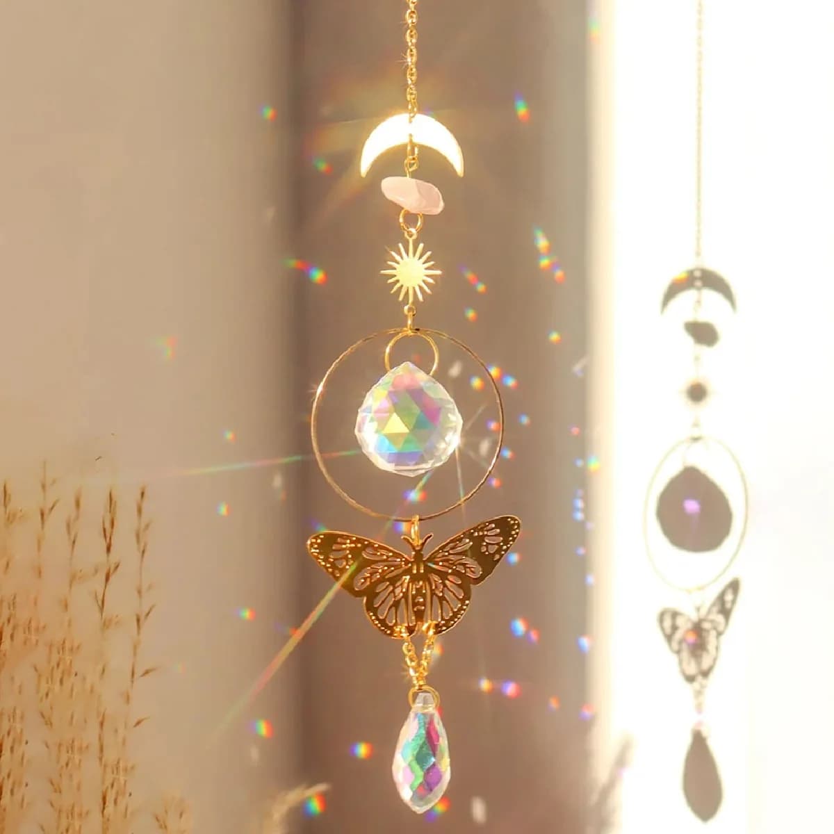 Pendant Fantasy Butterfly Crystal Sun Catcher Window Room Decoration Hanging Decoration Wind Chime Pendant