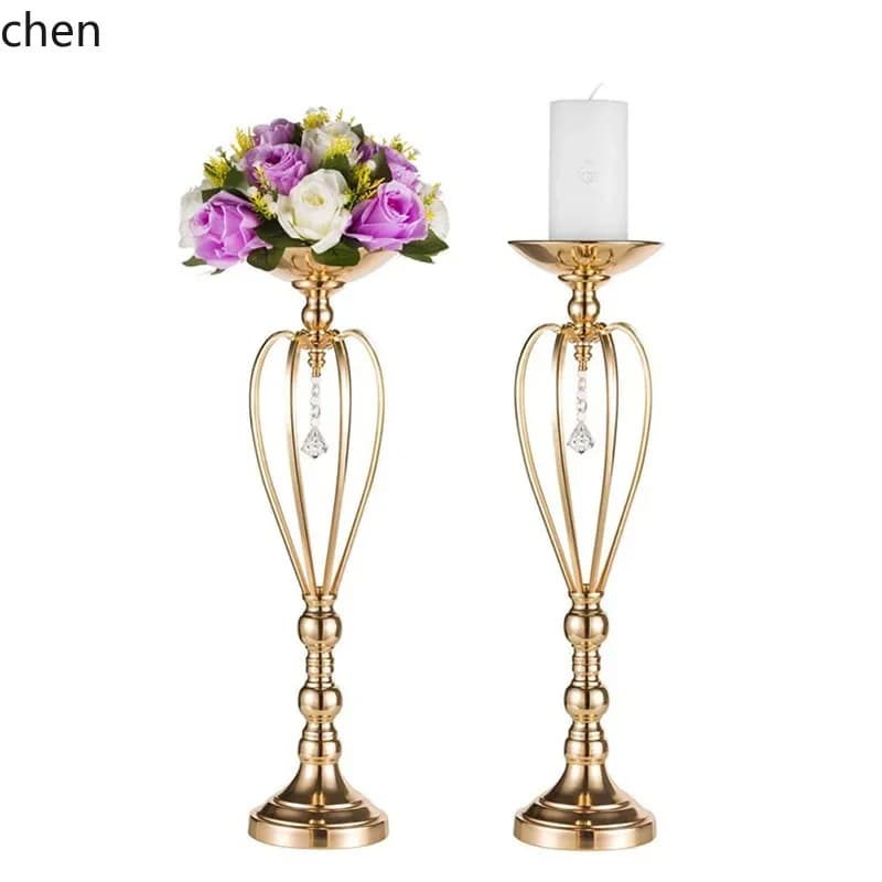 D20- iron electroplated twisted candlestick banquet hall floral decoration
