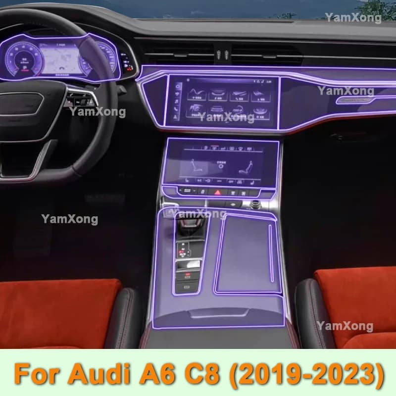 Easy Install Car Interior Protective Film Center Console Screen Dashboard Anti Scratch Sticker For Audi A6 C8 (2019-2023)