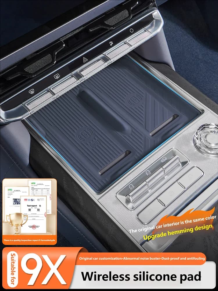For Zeekr 9X Center Console Wireless Charging Pad Silicone Mat Non‑Slip Anti‑Scratch Phone Charger Tray Liner Protector