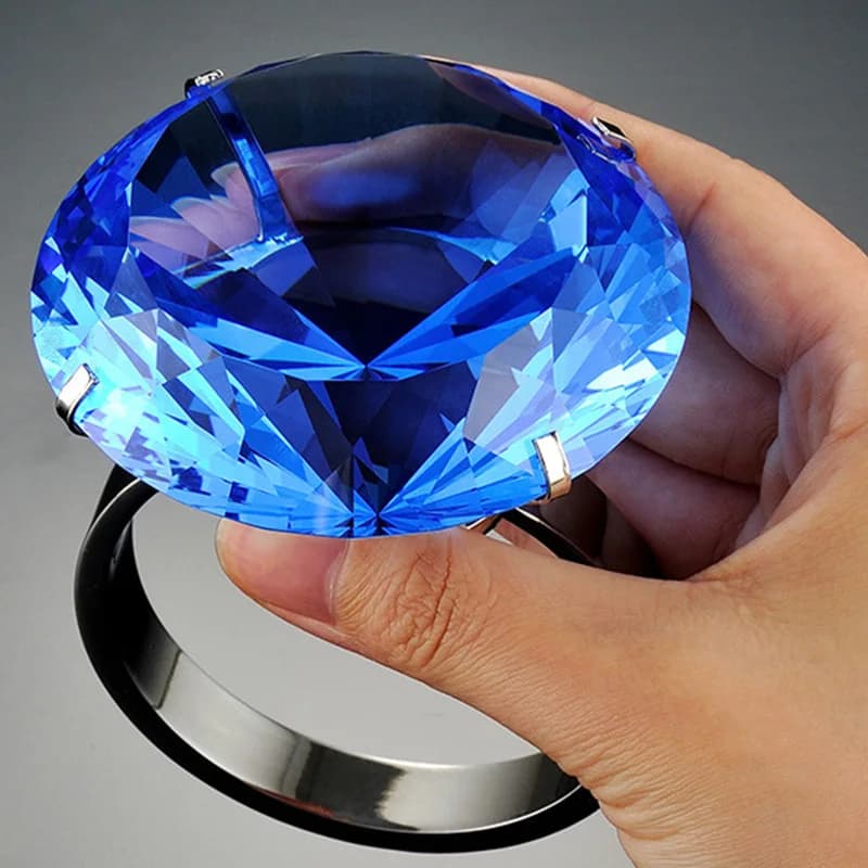 C9 Wedding Decoration 3"/80mm Crystal Glass Large Diamond Ring Romantic Proposal Marriage Props Ornaments Valentine's Day Gifts