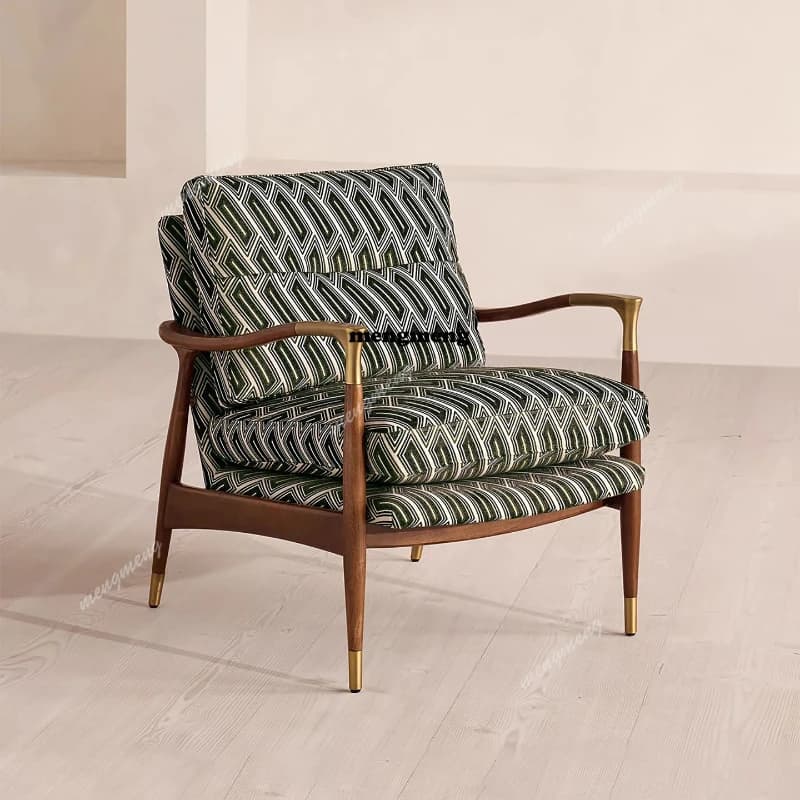 French antique single sofa chair designer home living room backrest chair old money wind study leisure chair Furniture Home