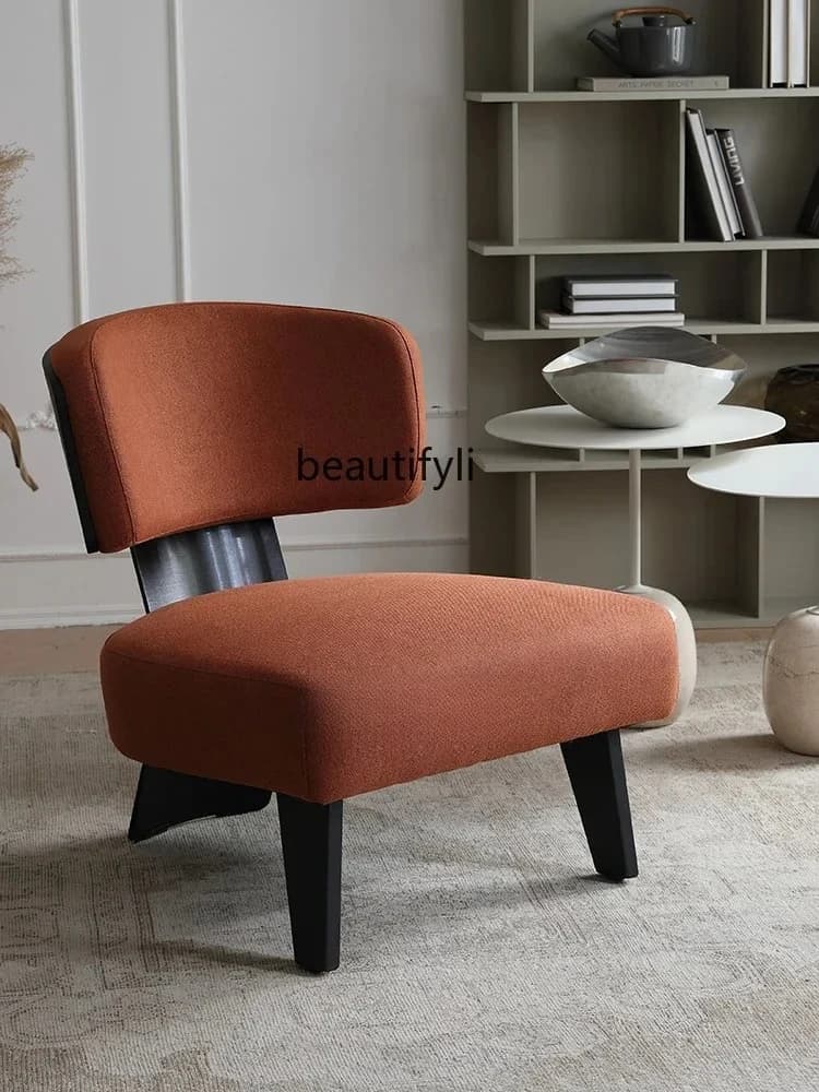 Italian minimalist single sofa chair, living room balcony, bedroom solid wood, lobby meeting chair