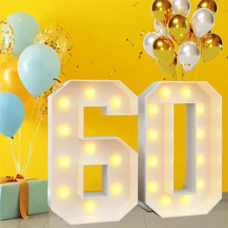 Light Up Mosaic Number KT Board Birthday Party Balloon Frame Backdrop Decoration For Kids Couples Anniversary Centerpiece