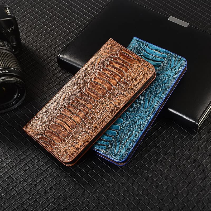Ostrich Pattern Genuine Leather Flip Case For Samsung Galaxy M21 M31 M31S M51 M22 M32 M52 M62 M23 M33 M34 M53 M54 M55 Cover Case