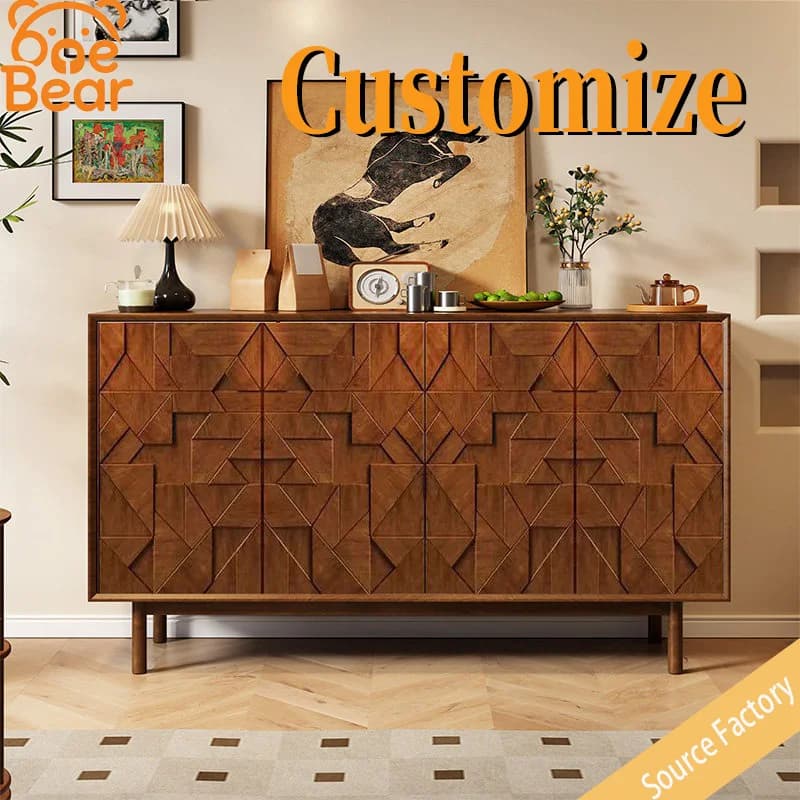 Retro-style entryway shoe cabinet, sideboard, solid wood living room decorative storage cabinet.