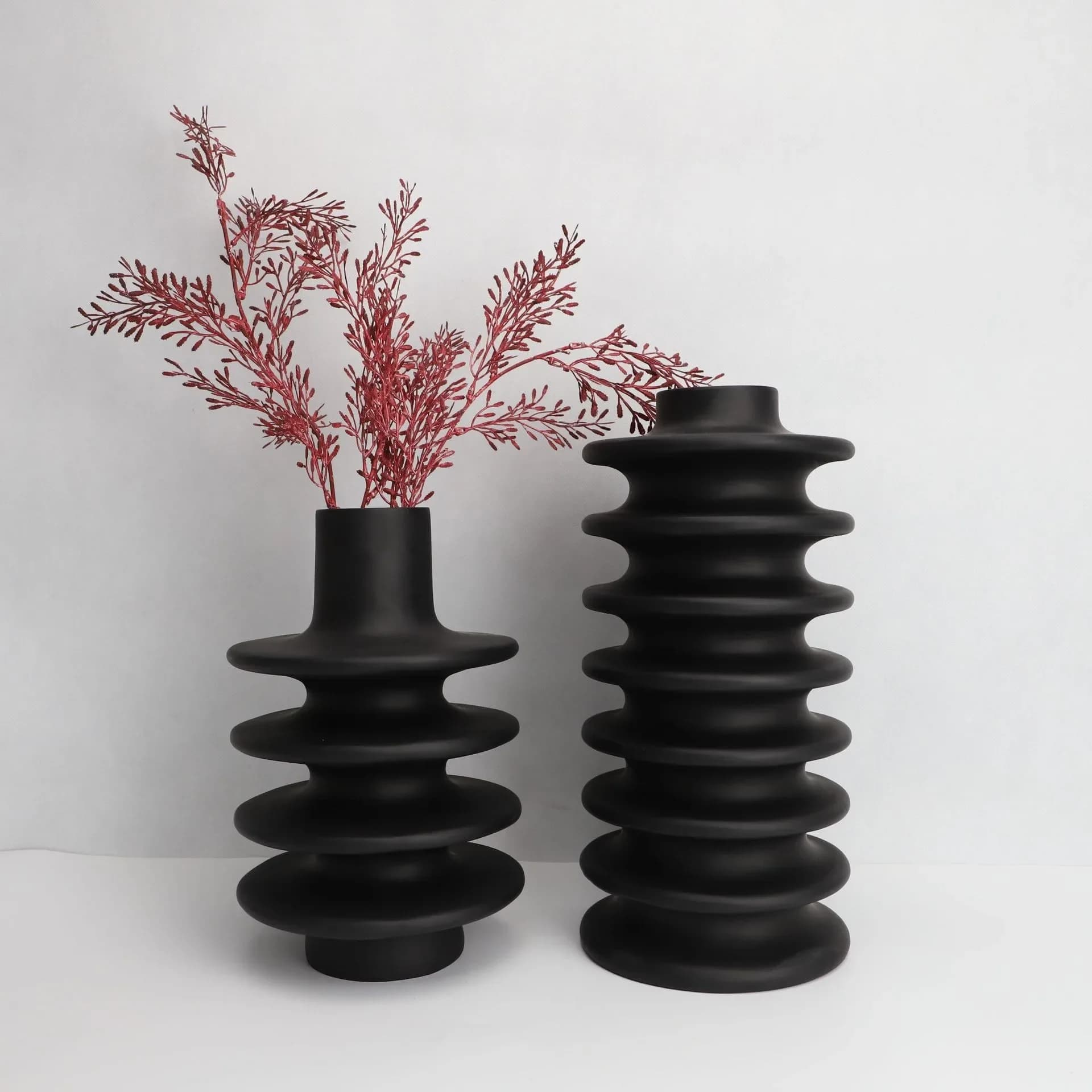 Resin Vase Geometric Circle Spiral Black Flower Vase Flower Pot Floral Arrangement Accessories Home Decoration Vases Pots