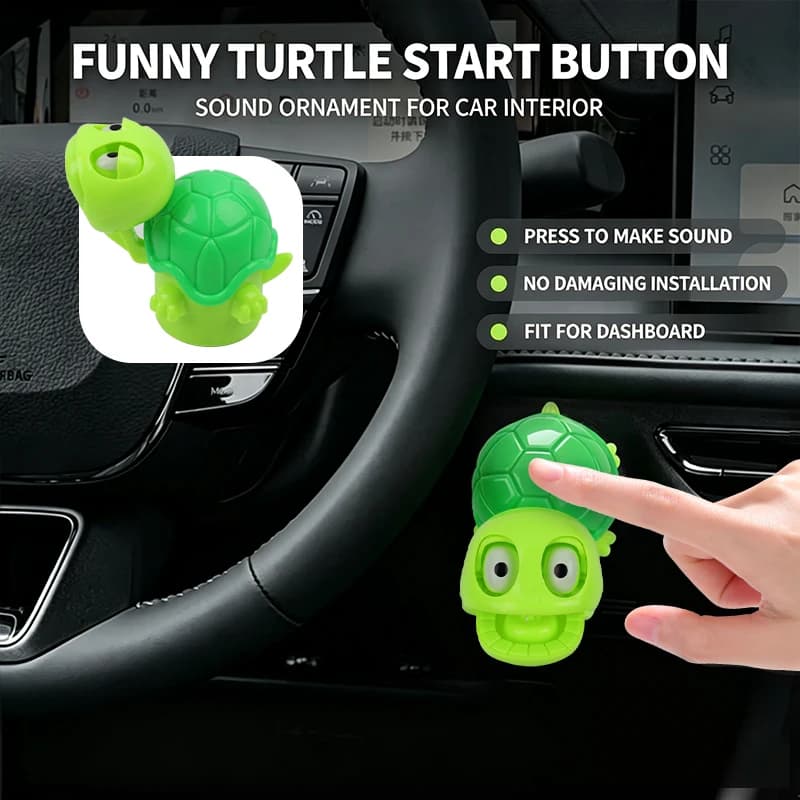 Car Start Stop Button Cover Screaming Turtle Automotive Interior Accessory Decoration Prank Press Shout Universal Car Funny Gift