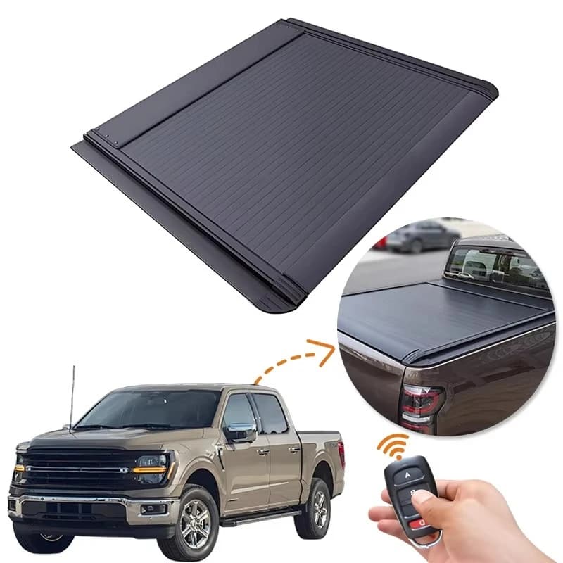 Electric Roller Lid up Pick up Truck Aluminium Alloy Tonneau Cover for Ford F150 F250 F350 Crew Cab 2015-2020 2021-2025