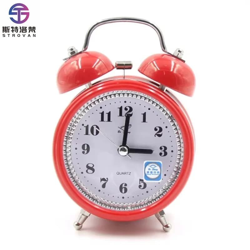 Children Fashion Mute Metal Alarm Clock with Night Light Bedroom Decor
