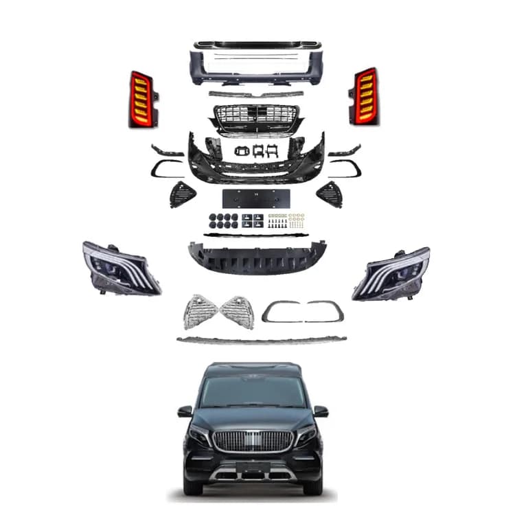 New Design Upgrades V300 Style Front Rear Bumper Grille Diffuser Headlights Taillights BodyKit for Mercedes W447 Vito V260 V250