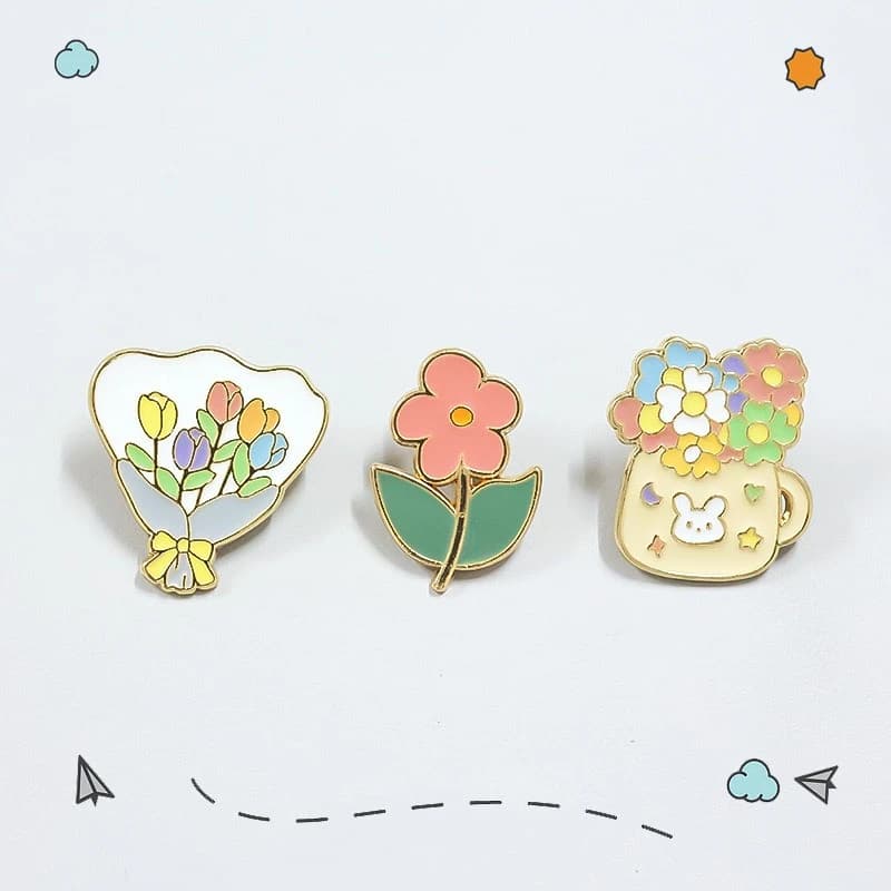 New Hand Bouquet Brooch Sweet Artistic Style Women Casual Commute Badge Couple Accessories Gift Pin DIY Clothing Bag Hat T-shirt