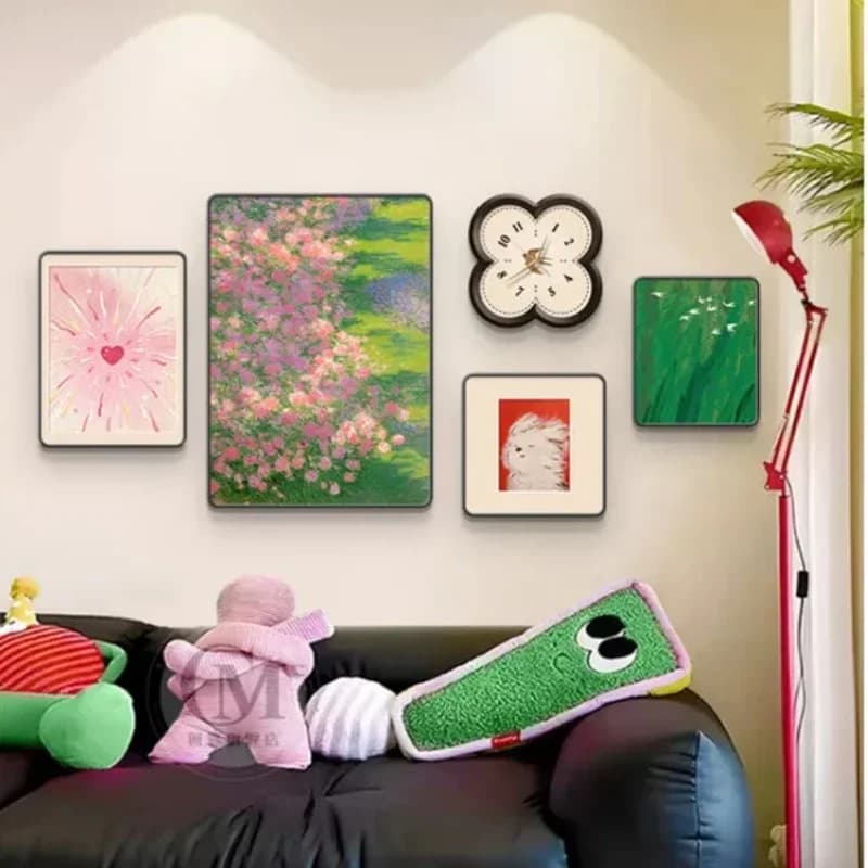 Tranquil Healing Wall Art Mural for Sofa Background Artistic Display Combination Living Room Decorative Piece for Home Decor