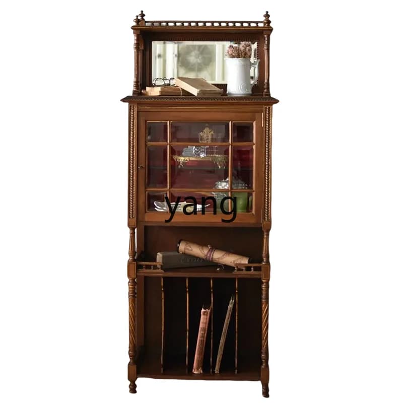 LTT retro solid wood living room wall display home storage cabinet