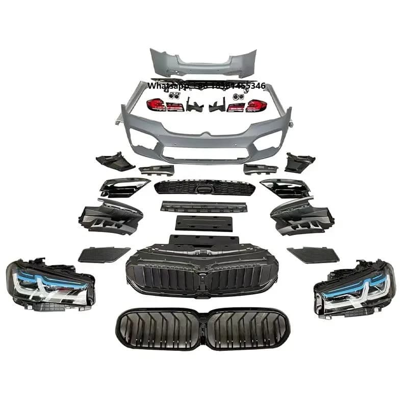 for 5 Series G30 PRE 2018-2020 G30 PRE Upgrade G30 LCI M5 Style Body Kit Front Bumper Rear Bumper Side Skirts Head Light