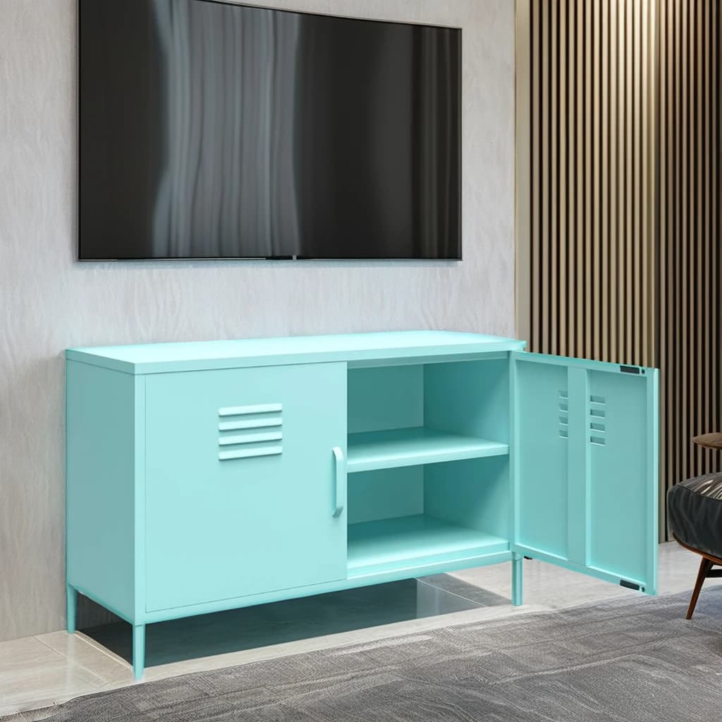 ！@Modern Metal TV Unit and Coffee Table Set Low-Profile Living Room and Bedroom Home Cabinet with Side Locker for Apartment Use