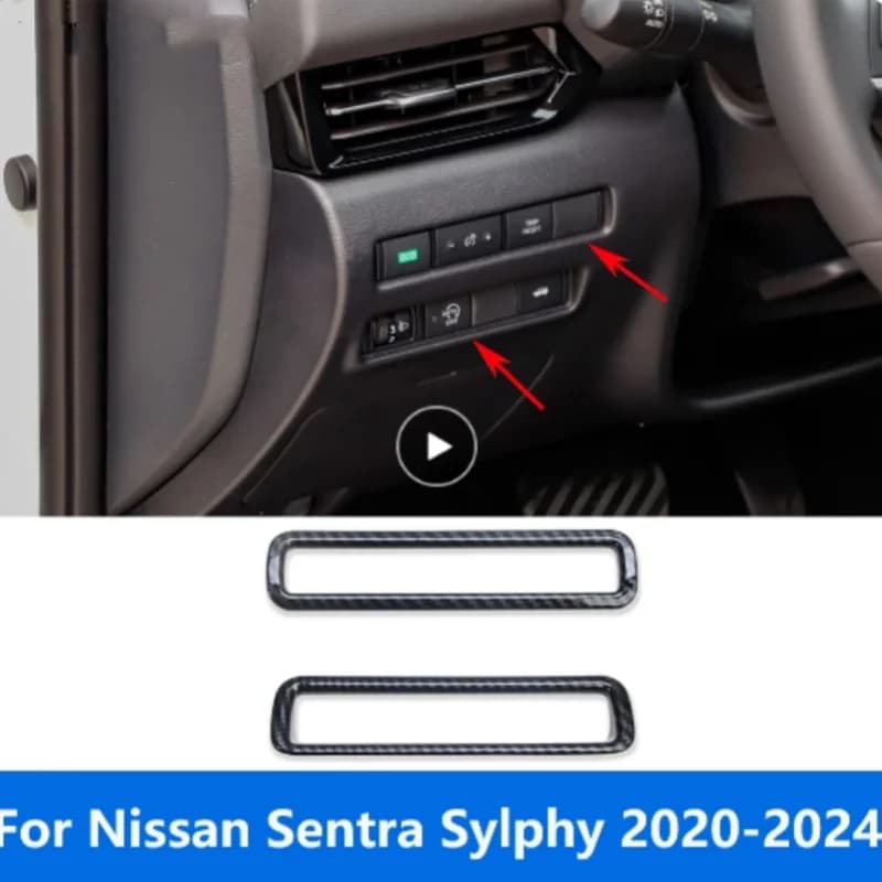 For Nissan Sentra Sylphy 2020-2022 2023 2024 Carbon Fiber Head Light Lamp Switch Button Cover Trim Bezel Accessories Car Styling