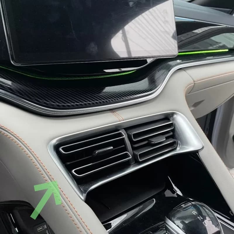For BYD Song Plus EV 2022-2024 Carbon ABS Front Dashboard Central Air Conditioner AC Vent Outlet Cover Protector Trim Styling
