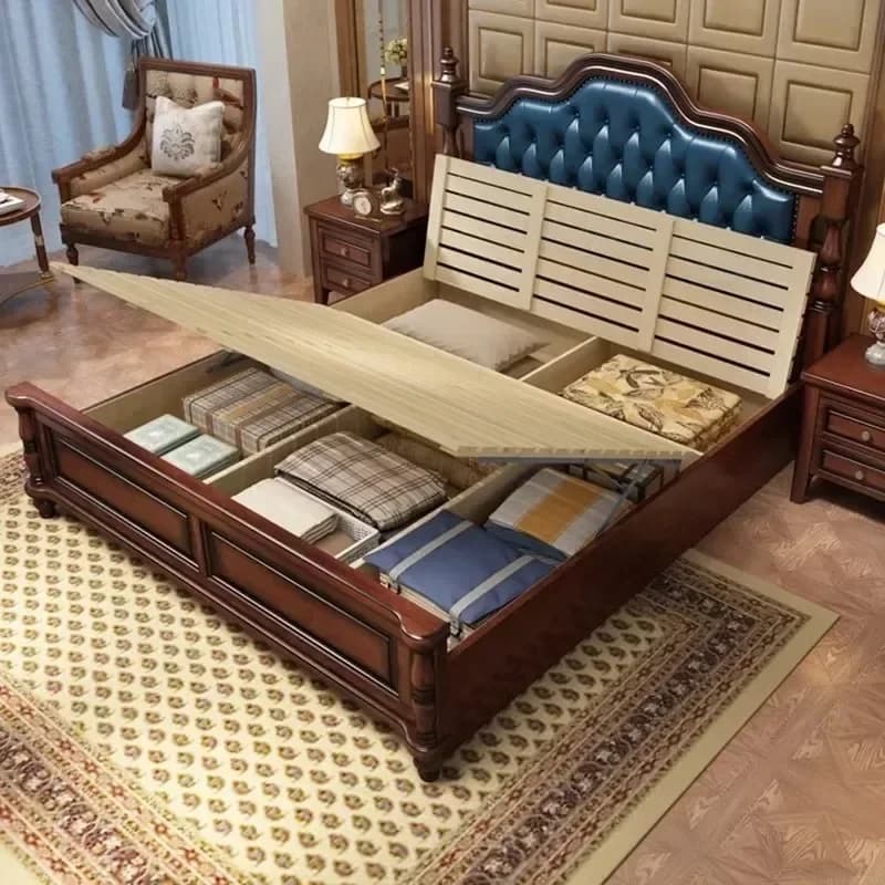 //+Japanese Waterproof Space Bed Frame Full Bedframe Monster Double Bed Headboards Daybed Beauty Princess Beliche Hotel Furnitur
