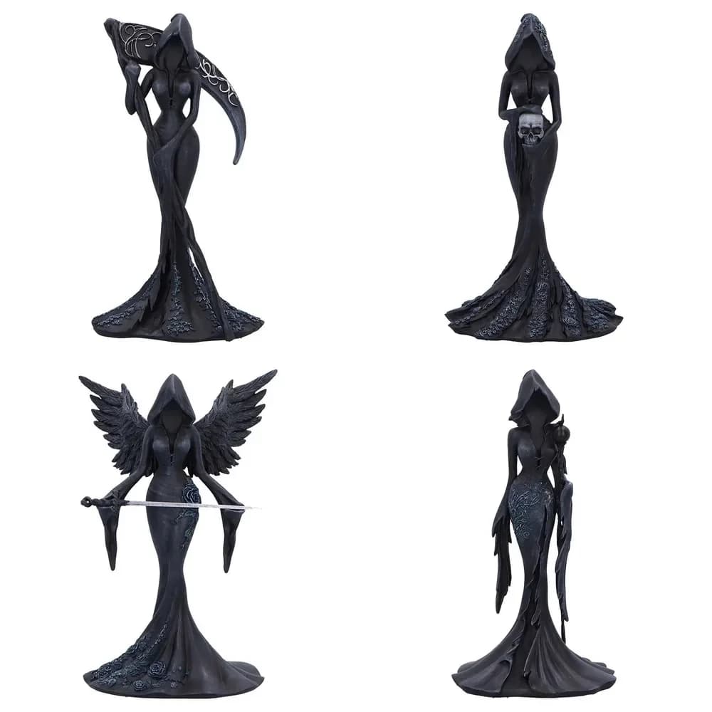 Unique Handmade Ceramic Gothic Grim Reaper Figurine Black Dark Aesthetic Statue For Halloween Home Desktop Decoration Gift