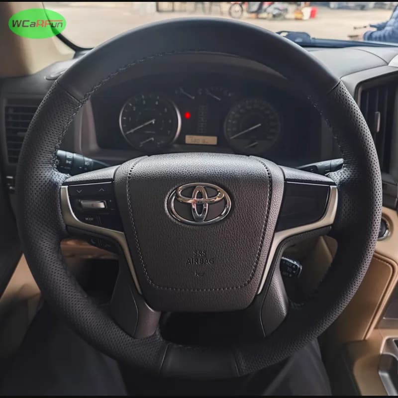 Customize Microfiber Leather Braid Car Steering Wheel Cover for Toyota Land Cruiser Prado 150 Series 200 Series Crown 2013-2024