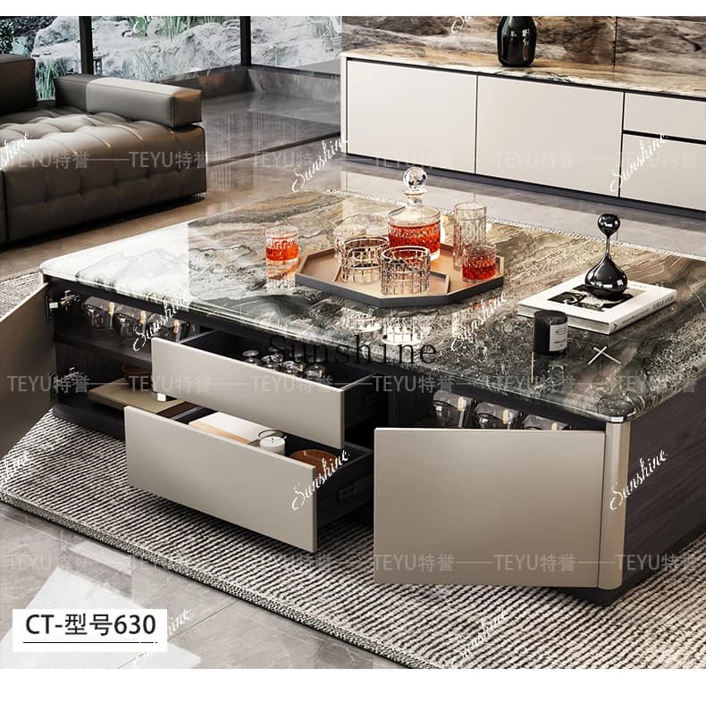 Household solid wood light luxury high-end living room high-end natural luxury stone coffee table  FT