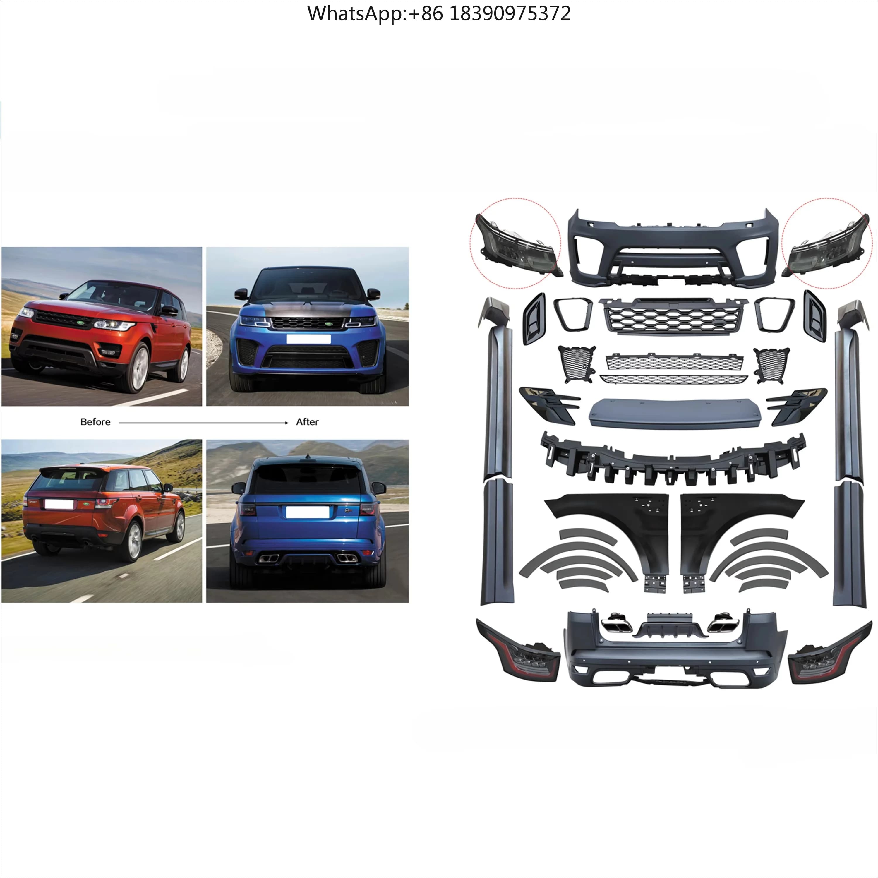 Car Body Kits for Sport 2014-2018 Upgrade 2020 SVR Model with Front Bumper Rear Bumper