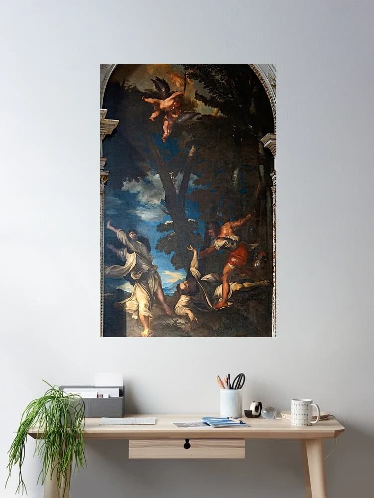 Interior of Santi Giovanni e Paolo (Venice) - Copy per Johann Carl Loth, Art Print Canvas Poster, Living Room Decor,
