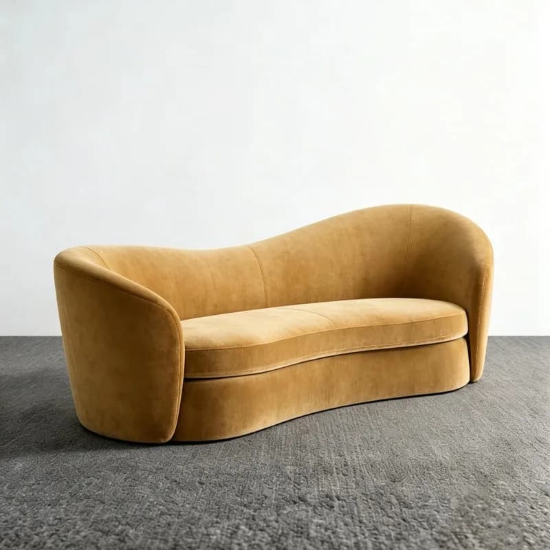 Curved fabric villa living room sofa