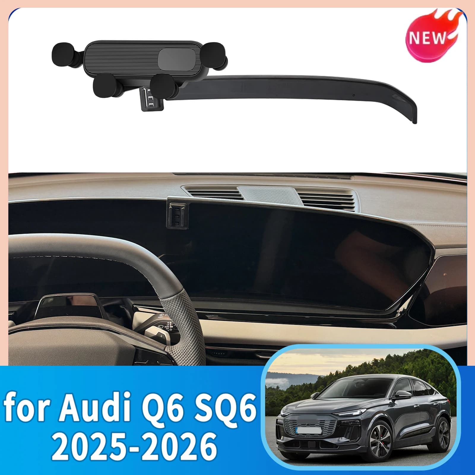 For Audi Q6 SQ6 Sedan 2025 2026 Sportback Electric  Car Mobile Phone Holder Screen Fixed Wireless Charger Cell Phone Holder