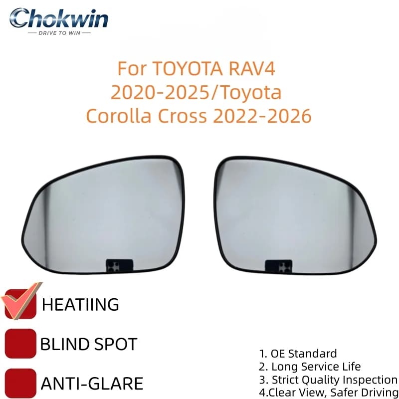 For TOYOTA RAV4 2020-2025/Toyota Corolla Cross 2022-2026 1 Pair Heated Side Rearview Mirror