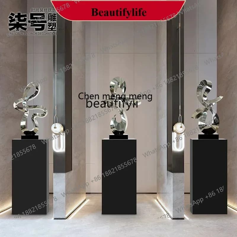 NEW Hotel, Abstract Stainless Steel Sculpture Villa Entrance Living Room Lucky Ornament Clubhouse Aisle Floor Decoration
