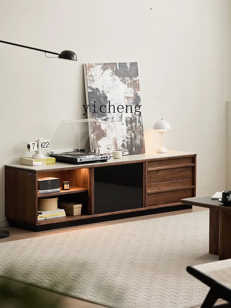 A1 Locker Furniture Solid Wood TV Cabinet Living Room Simple Small Apartment Rock Slab Floor Cabinet
