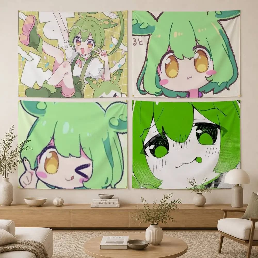 Zundamon Cute Flag Digital Printing Banner for Garage Wall Out Door Decoration