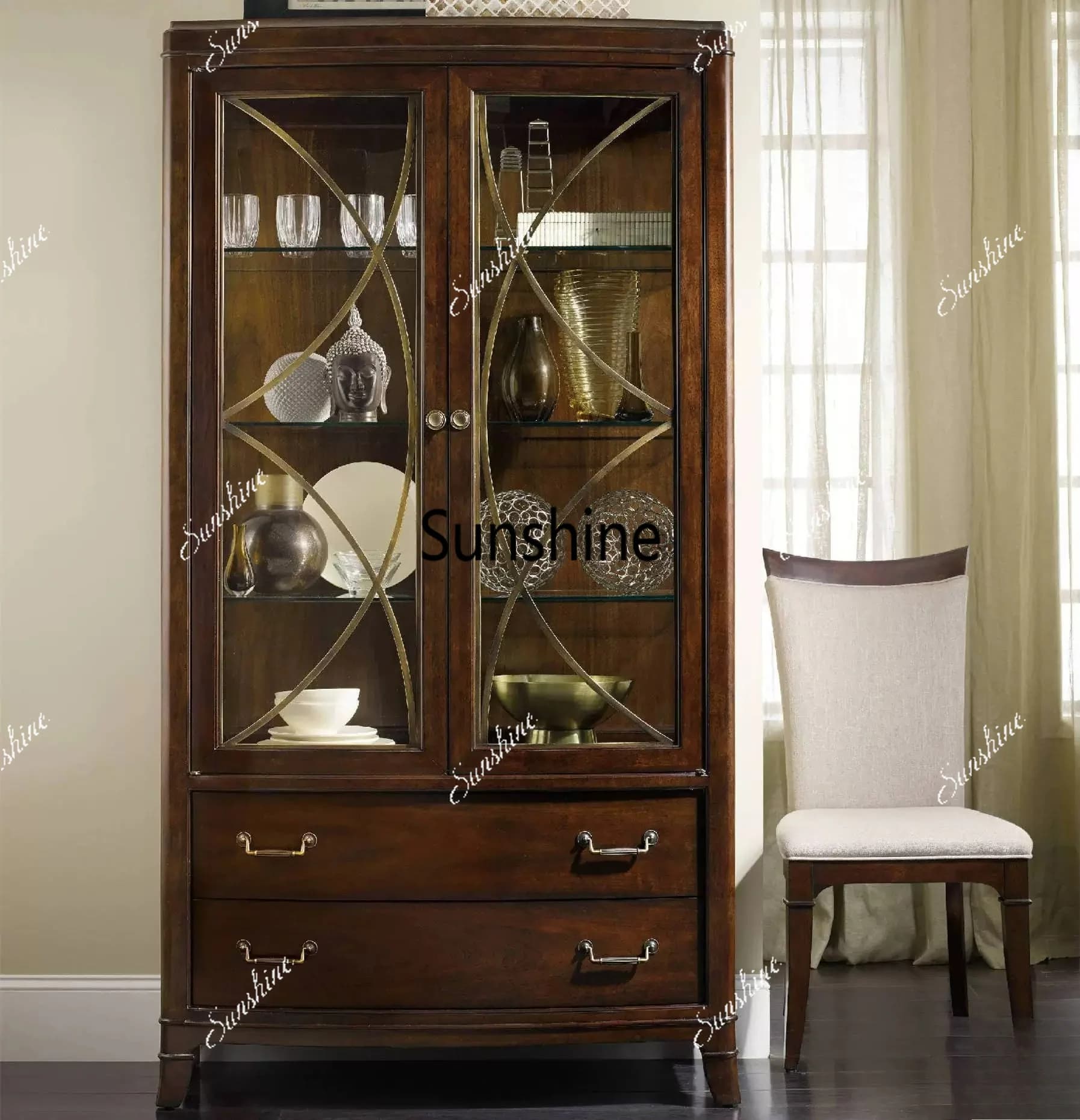 Simple retro living room dining room furniture wine cabinet dining side display cabinet porcelain cabinet