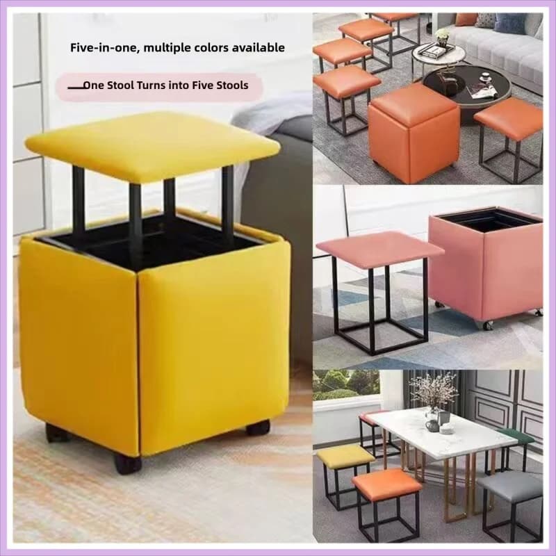 Simple Five in One Magic Cube Stool, Home Living Room Tea Table, Multi functional Combination Storage