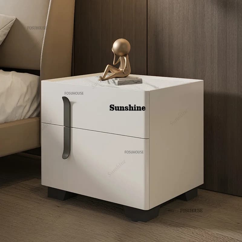 Nordic Solid Wood Bedside Table for Bedroom Furniture Minimalist White Night Stand High-end Simple  Storage Cabinet Table