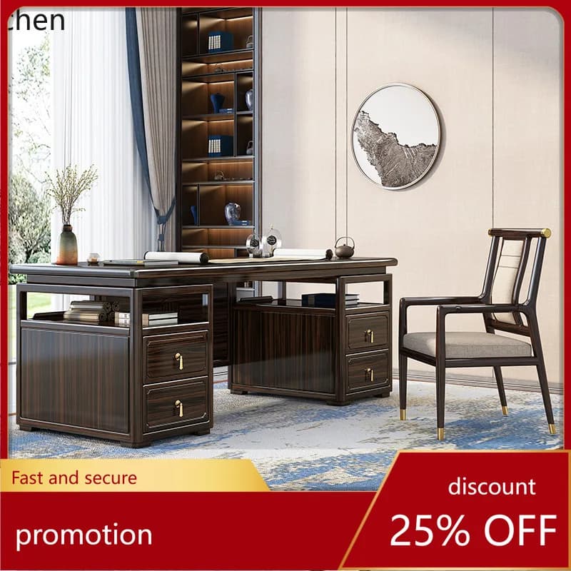 ZML Solid Wood Desk Office Home Large Desk Study  and Chair Set Calligraphy Desk