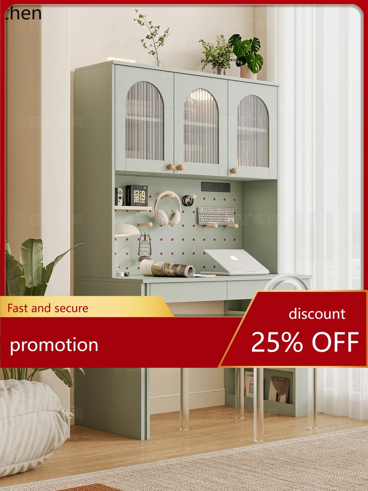 HT Bedroom Simple Integrated Wall-Mounted Desk Modern Home Living Room Bookshelf Desk Storage Rack Combination