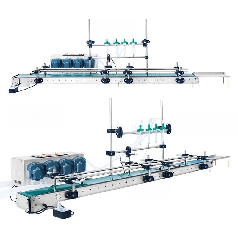 Desktop small automatic 4-head peristaltic pump conveyor belt filling machine, essence micro-canning c