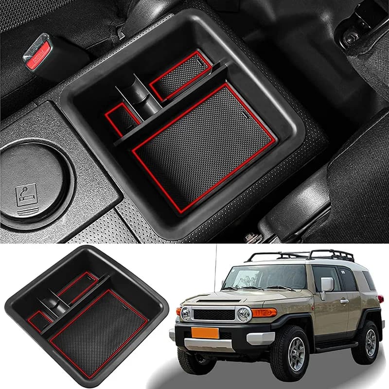 Center Console Organizer Compatible For FJ Cruiser 2007-2021 Accessories Armrest Secondary Storage Box ABS Insert Glove Box Tray