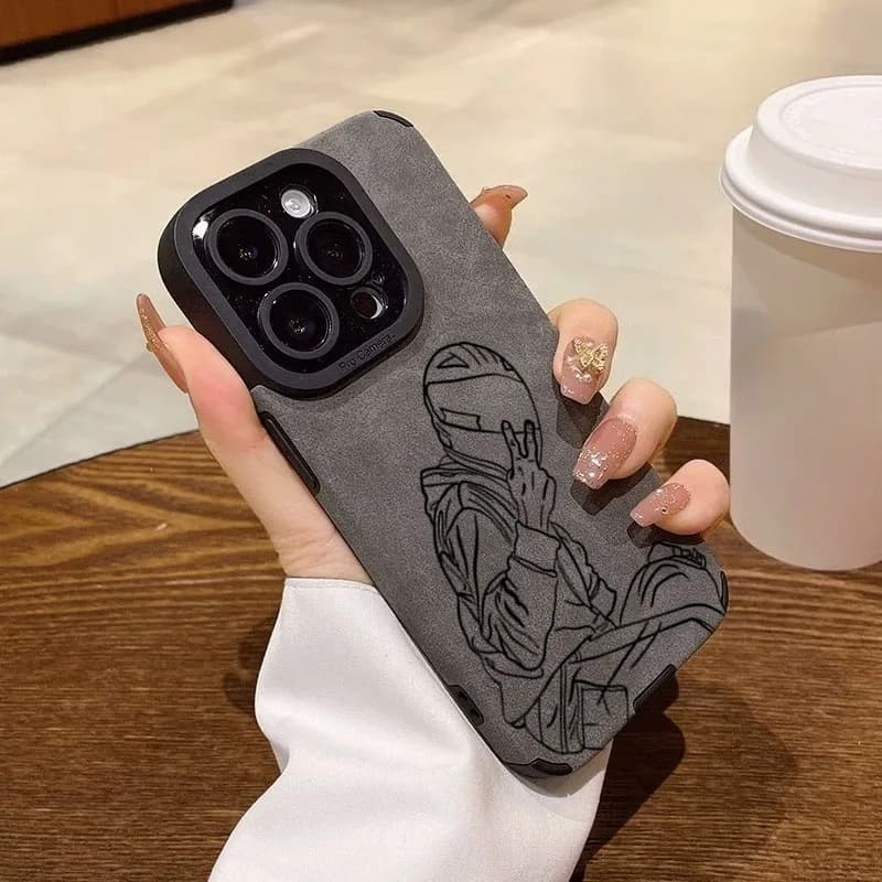 Cool Racer Line Art Phone Case for For iPhone 16 17 15 14 13 12 11 Pro Max Air XR X XS 7 8 Plus SE 2022 Lens Protection Cover