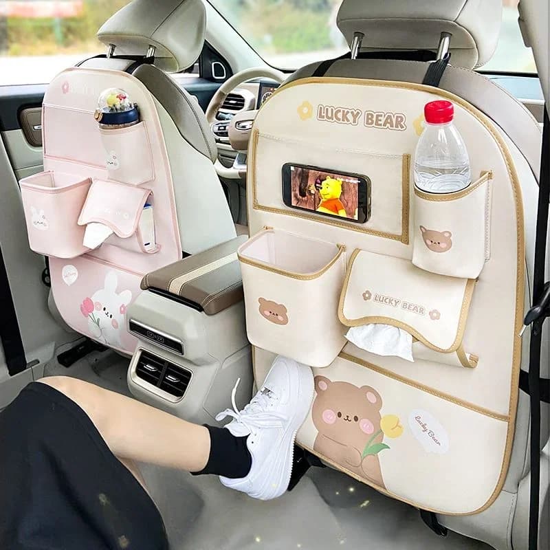 Car Anti-kick Pad Rear Seat Universal Cute Cartoon Car Safety Seat Anti-wear Pad Multi-functional Storage Protection Pad