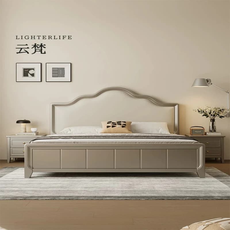 LH all solid wood light luxury master bedroom bed simple 1.8 meters bedroom storage bed