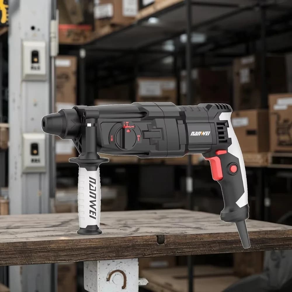 NANWEI 220V 880W Electric Hammer Drill 26mm Impact Rotary Power Tool for Industrial Demolition Concrete Breaker