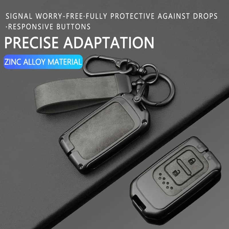 Zinc Alloy Leather Car Key Case Cover For Honda CRV CR-V Fit Civic Accord HR-V HRV City Odyssey XR-V Protector Auto Keychain
